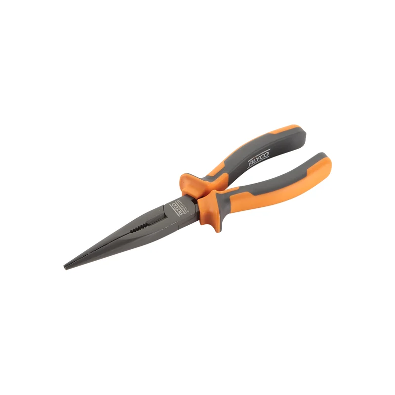 Alicate de puntas semirredondas recto de mango naranja y negro