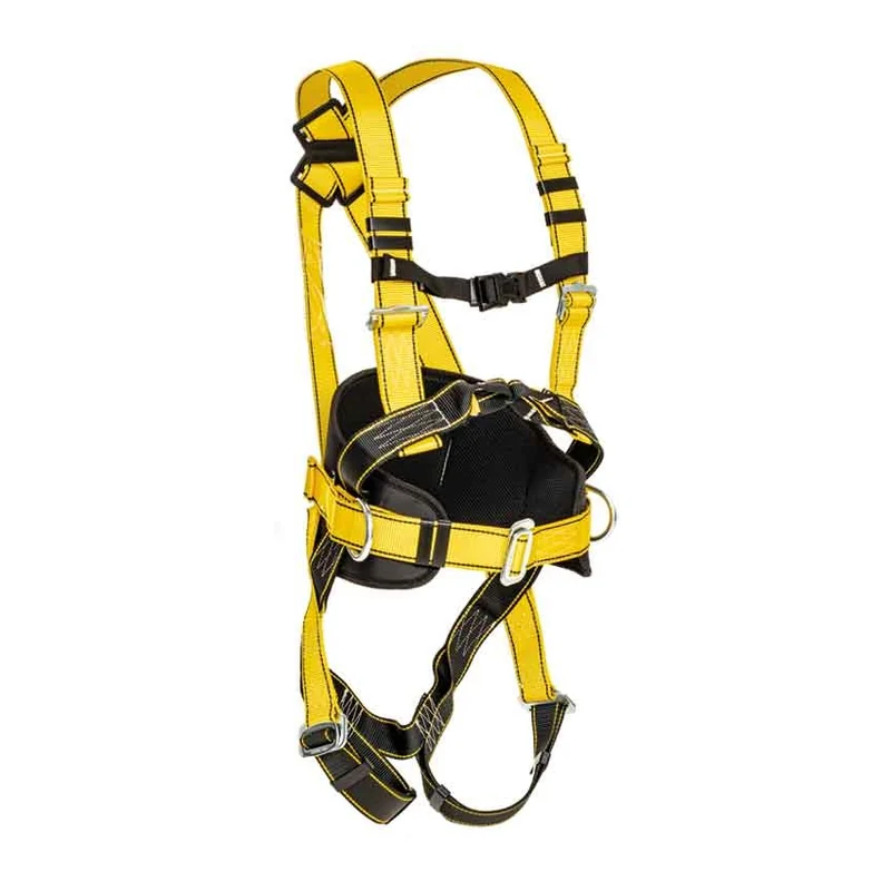 Arnés anticaídas amarillo de cuatro puntos con cinturón de posicionamiento