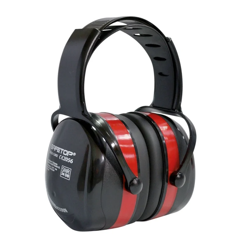 Orejeras antirruido de diadema en negro y rojo