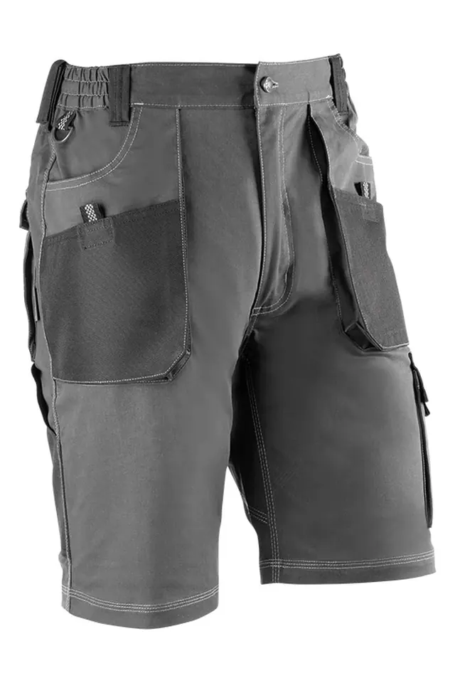 Pantalón corto stretch multibolsillos Flex JUBA 172, gris con detalles negros