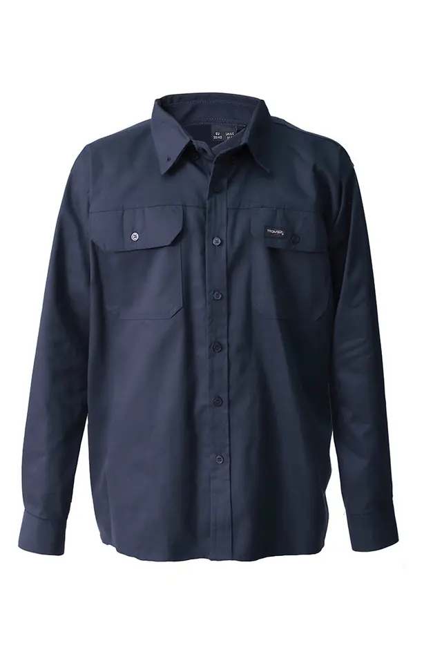 Camisa de manga larga 100 % algodón Biville Safetop 149, azul marino