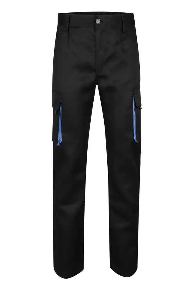 Pantalón multibolsillos bicolor 200 g Velilla 103004, negro / celeste