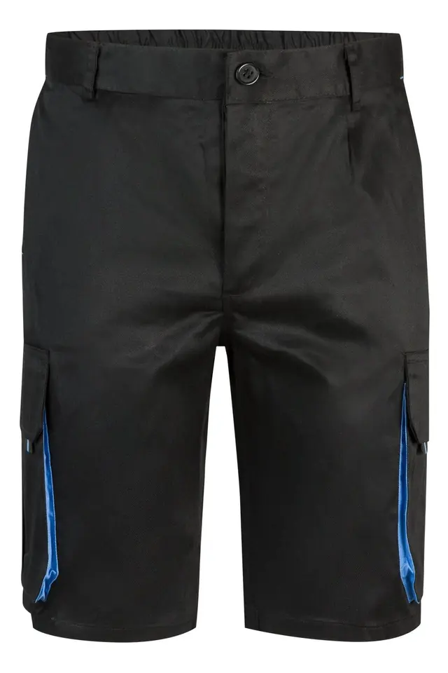 Pantalón corto multibolsillos bicolor Velilla 103007, negro / celeste