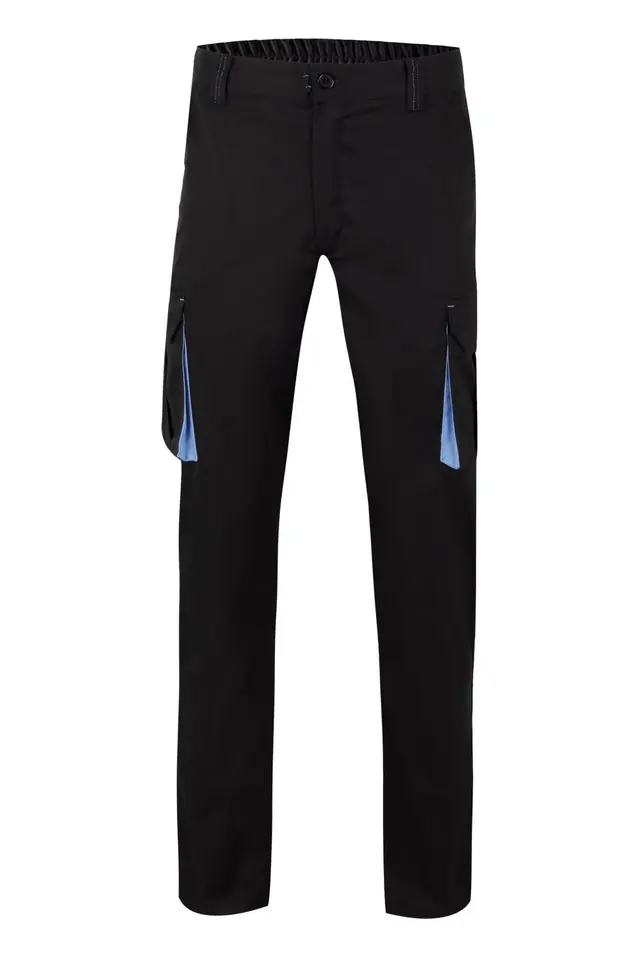 Pantalón stretch multibolsillos bicolor 240 g Velilla 103024S, negro / celeste