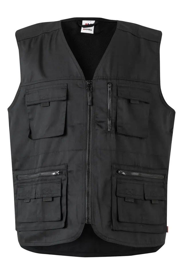 Chaleco de sarga con 9 bolsillos Velilla 105901, negro