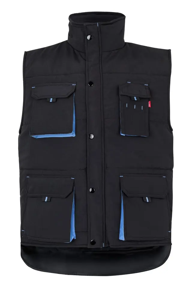 Chaleco acolchado bicolor 7 bolsillos Velilla 205902, negro / celeste