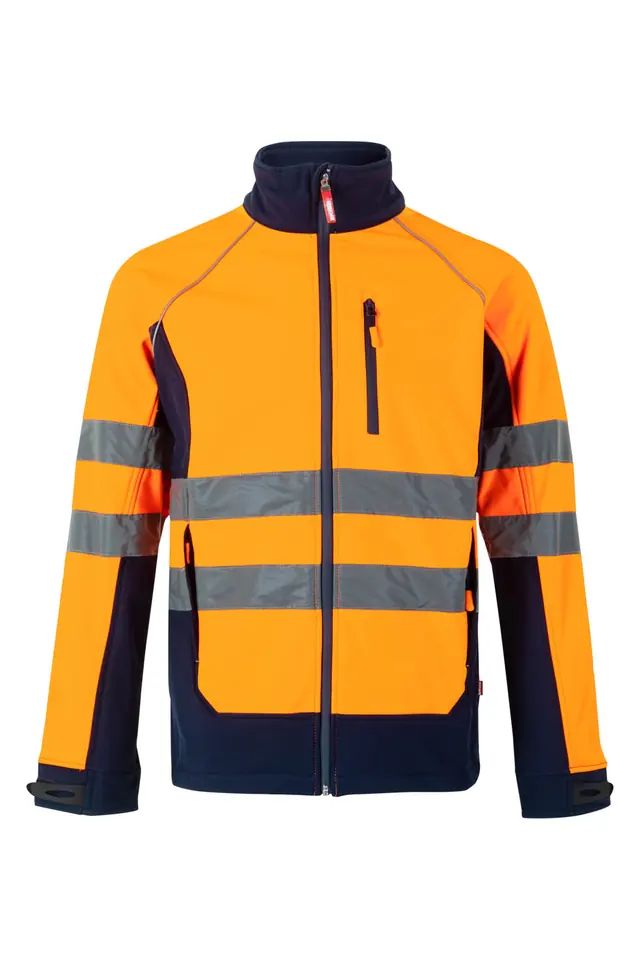 Cazadora soft shell de alta visibilidad Velilla 306001, azul marino / naranja flúor