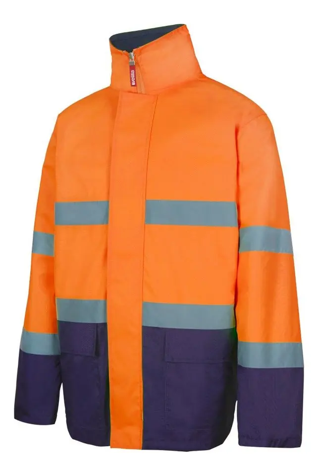 Parka de alta visibilidad acolchada Velilla 306002, azul marino / naranja flúor