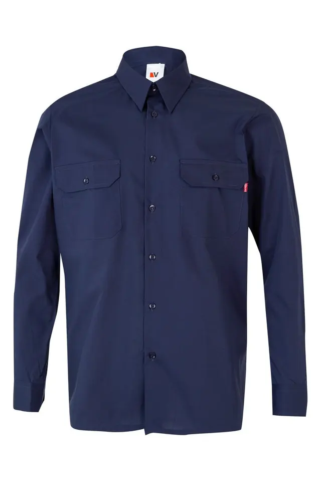 Camisa de manga larga con dos bolsillos Velilla 520, azul marino