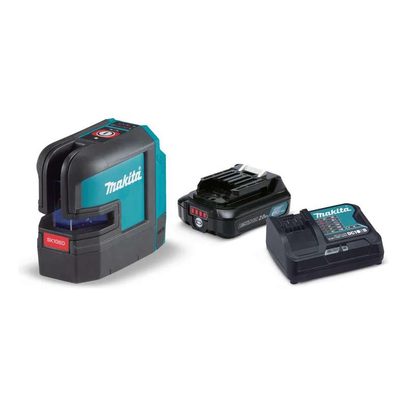 Nivel láser en cruz Makita SK106DZ de 12 V con batería BL1021B de 2,0 Ah y cargador DC10SB