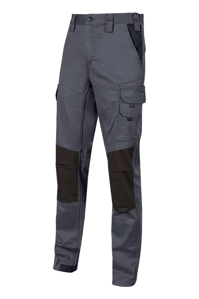 Pantalón stretch con bolsillos para rodilleras Majo U-Power WST350, gris oscuro
